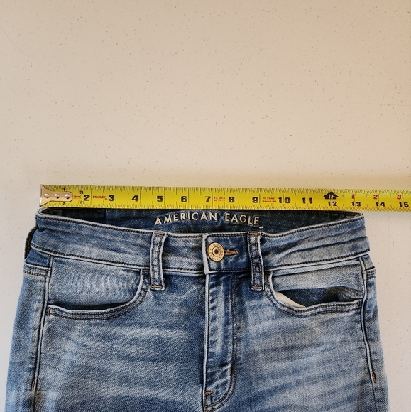 American Eagle Jeans Jegging Crop Super Stretch Low Rise Light Wash Size 2 Long - Picture 8 of 11
